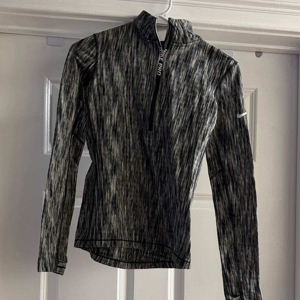 Nike Black and Gray Quarter-Zip Top